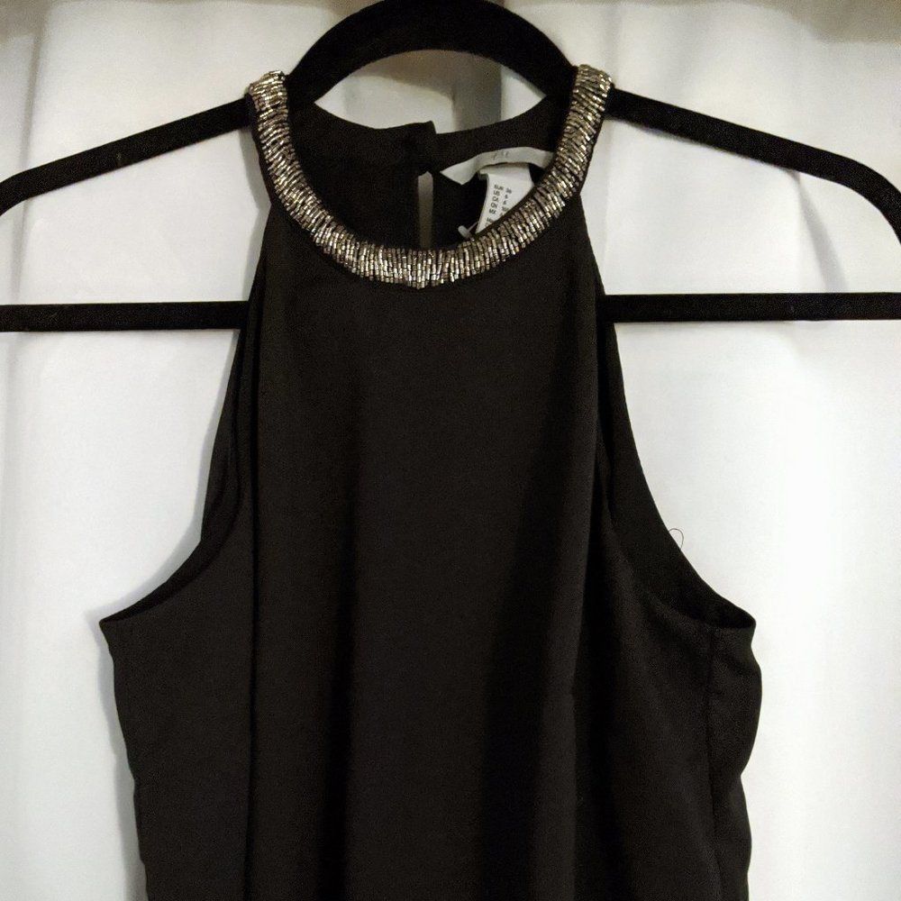 H&M Black Beaded Shift Cocktail Dress - Size 6